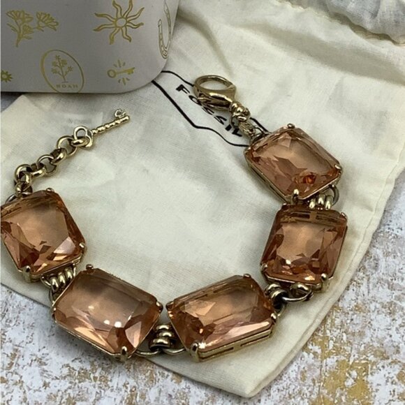 Fossil Gold and Peach Glass Bracelet with Links Design - Picture 4 of 8